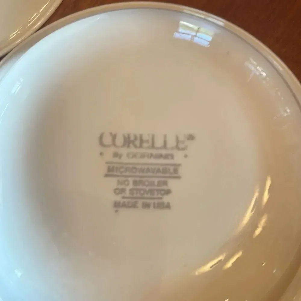 Set of 2 Corelle Sandstone Navy Band Berry Dishes